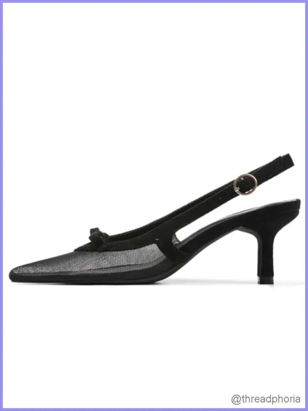 Faux Leather Kitten Heels Slingback Pumps Pointed Toe Bow